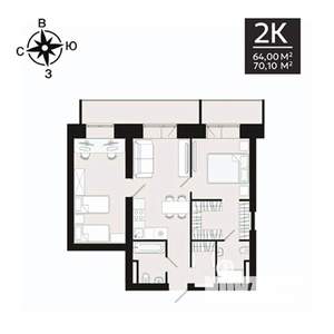 1-к квартира, вторичка, 70м2, 5/8 этаж