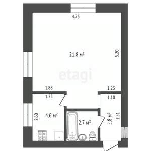 1-к квартира, вторичка, 32м2, 2/2 этаж