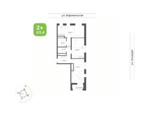 2-к квартира, вторичка, 69м2, 5/20 этаж