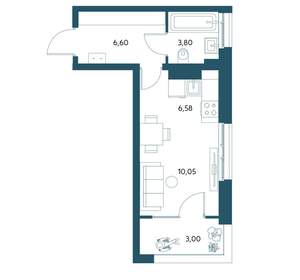 Студия квартира, вторичка, 30м2, 9/15 этаж