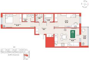 2-к квартира, вторичка, 59м2, 7/12 этаж