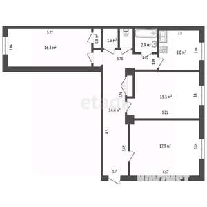 3-к квартира, вторичка, 79м2, 2/5 этаж