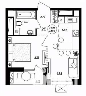 2-к квартира, строящийся дом, 33м2, 5/17 этаж