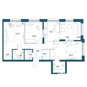 3-к квартира, вторичка, 92м2, 14/25 этаж