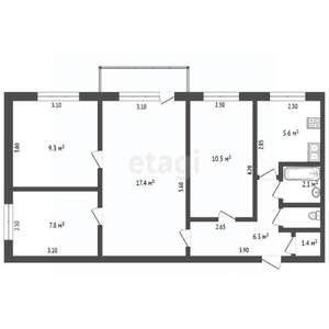4-к квартира, вторичка, 62м2, 5/5 этаж