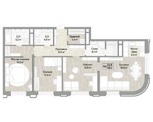 4-к квартира, строящийся дом, 99м2, 13/14 этаж