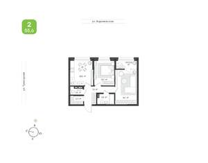 2-к квартира, вторичка, 56м2, 4/9 этаж