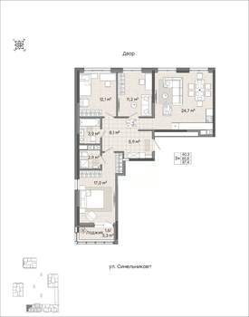 3-к квартира, вторичка, 88м2, 3/7 этаж