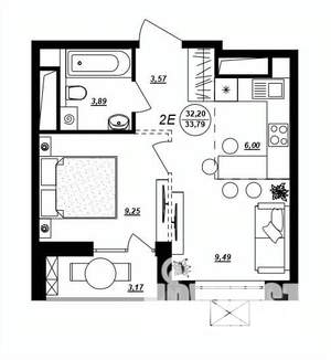 2-к квартира, строящийся дом, 34м2, 8/17 этаж