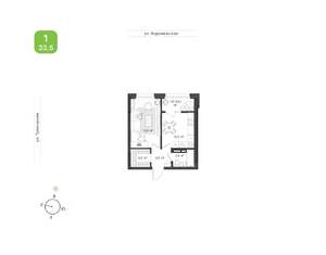 1-к квартира, вторичка, 34м2, 9/9 этаж