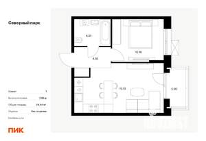 1-к квартира, вторичка, 39м2, 8/10 этаж
