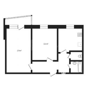 2-к квартира, вторичка, 53м2, 1/9 этаж