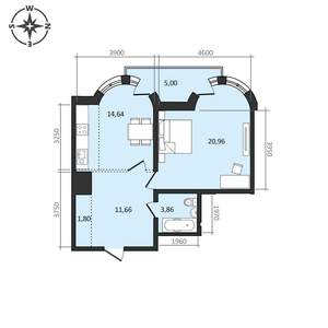 2-к квартира, строящийся дом, 59м2, 7/25 этаж