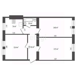 3-к квартира, вторичка, 63м2, 3/5 этаж