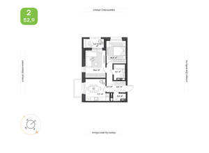 2-к квартира, вторичка, 53м2, 11/13 этаж