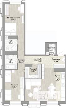 3-к квартира, вторичка, 94м2, 13/21 этаж