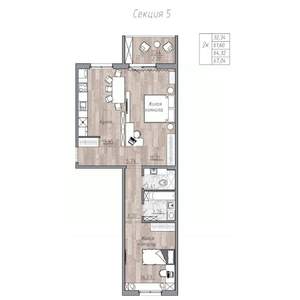 2-к квартира, строящийся дом, 64м2, 3/4 этаж