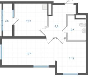 2-к квартира, вторичка, 56м2, 12/25 этаж