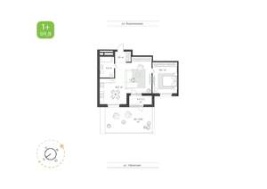 1-к квартира, вторичка, 60м2, 1/17 этаж
