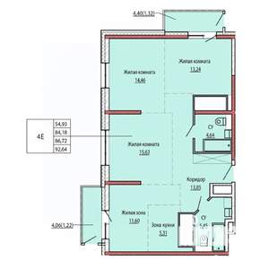 4-к квартира, строящийся дом, 87м2, 19/25 этаж