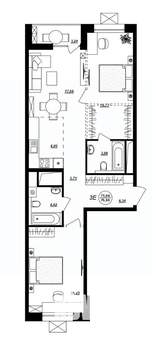 3-к квартира, вторичка, 77м2, 15/17 этаж