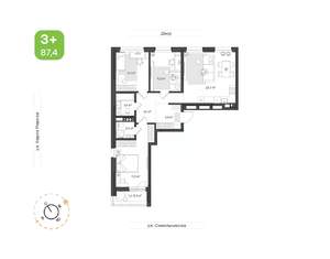 3-к квартира, вторичка, 87м2, 3/7 этаж