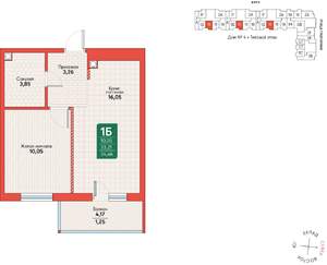 1-к квартира, вторичка, 34м2, 1/12 этаж
