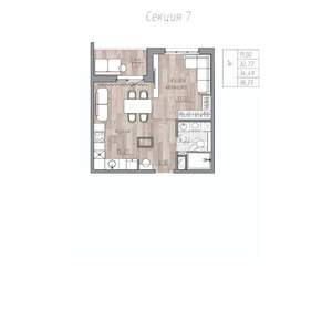 1-к квартира, строящийся дом, 34м2, 5/6 этаж