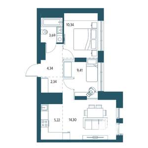 1-к квартира, вторичка, 50м2, 17/17 этаж