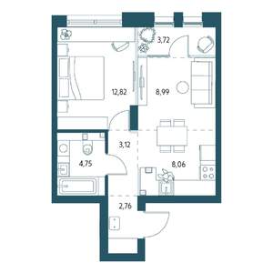 1-к квартира, вторичка, 42м2, 2/17 этаж