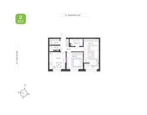 2-к квартира, вторичка, 58м2, 8/9 этаж
