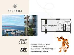 1-к квартира, вторичка, 25м2, 11/15 этаж