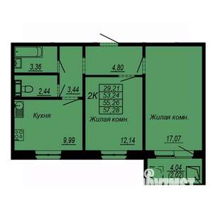2-к квартира, строящийся дом, 55м2, 6/10 этаж