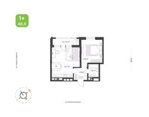 1-к квартира, вторичка, 49м2, 8/24 этаж