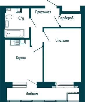 1-к квартира, строящийся дом, 43м2, 6/16 этаж