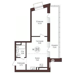 1-к квартира, вторичка, 47м2, 15/23 этаж