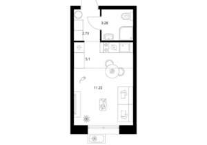 Студия квартира, вторичка, 22м2, 6/10 этаж