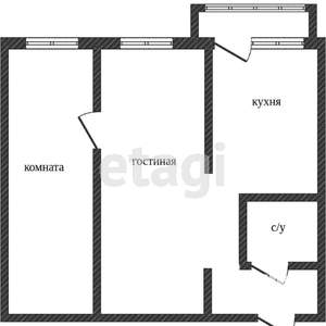 2-к квартира, вторичка, 46м2, 1/5 этаж