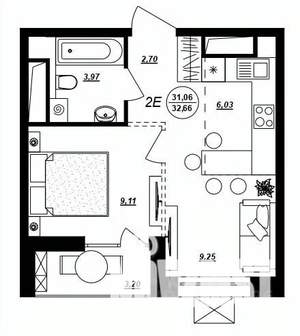 2-к квартира, вторичка, 33м2, 5/17 этаж