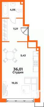 Студия квартира, строящийся дом, 36м2, 5/10 этаж