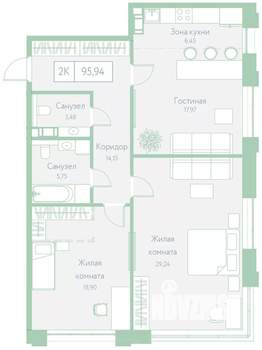 2-к квартира, вторичка, 96м2, 14/22 этаж