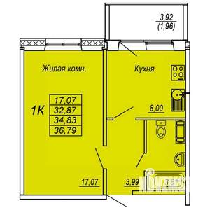 1-к квартира, вторичка, 35м2, 2/10 этаж