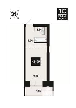 1-к квартира, вторичка, 25м2, 3/8 этаж