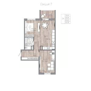 2-к квартира, строящийся дом, 63м2, 3/6 этаж