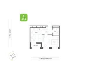 1-к квартира, вторичка, 40м2, 10/20 этаж