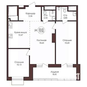 2-к квартира, вторичка, 71м2, 19/23 этаж