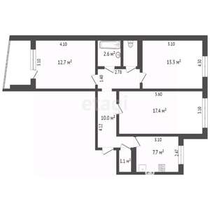 3-к квартира, вторичка, 66м2, 1/9 этаж