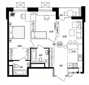 3-к квартира, строящийся дом, 66м2, 7/17 этаж