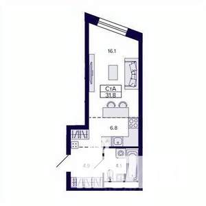 Студия квартира, строящийся дом, 32м2, 11/30 этаж