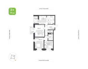 3-к квартира, вторичка, 80м2, 6/13 этаж